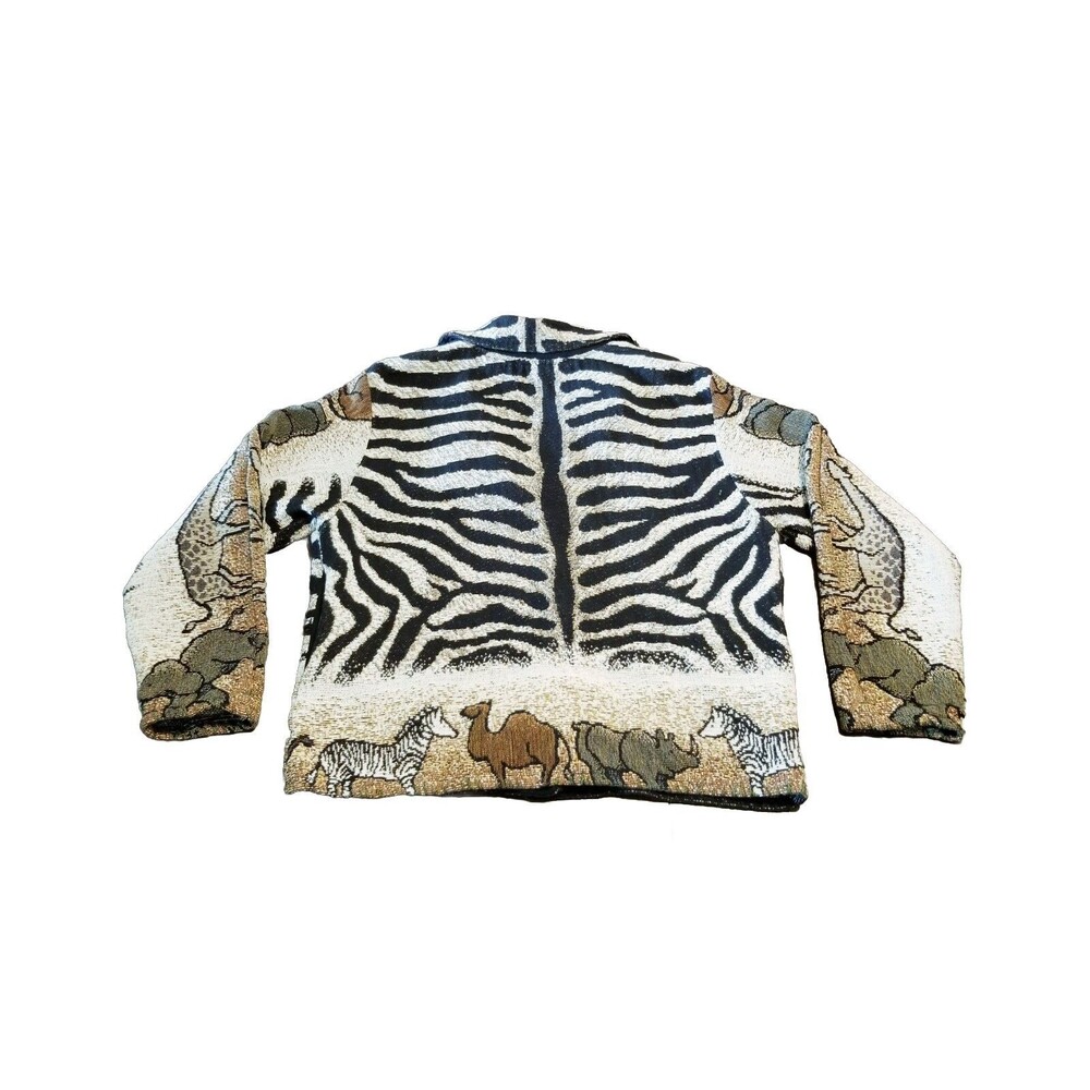Sugar Street Weavers Jacket African Safari Animals Zebra Elephant Rhino Tapestry - Picture 3 of 5